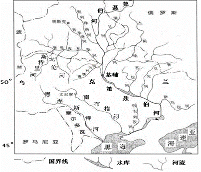 下图为第聂伯河水系示意图.