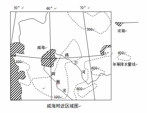 (13分)咸海在1960年面积达6.8万平方公里,为