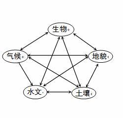 图中各要素的关系反映了自然地理环境的 a.差异性 b.